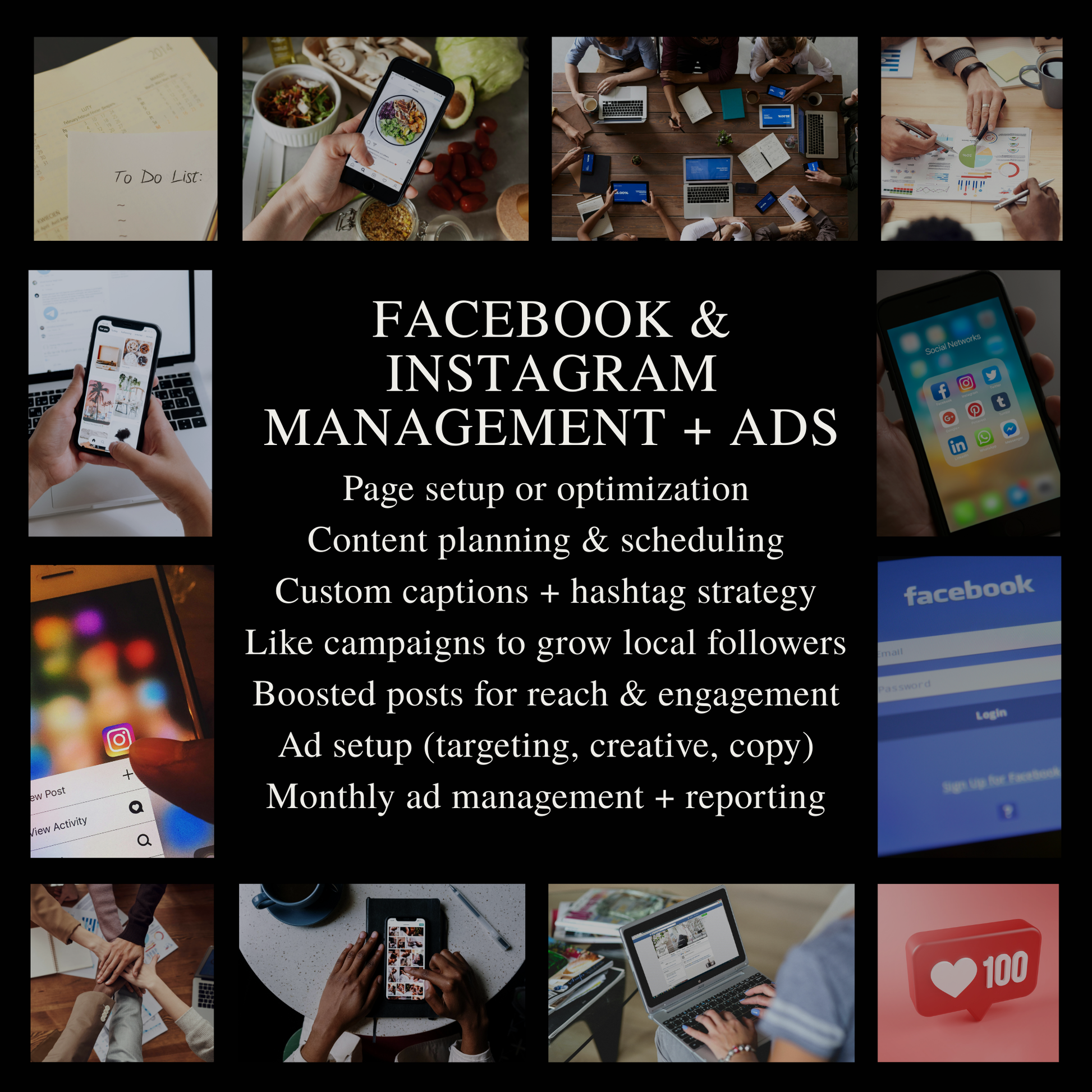 Facebook & Instagram Management + Ads Per Month